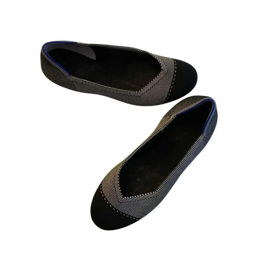 Rothy's The Round Toe Grey Mist black Captoe women's size 8